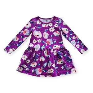Tea Collection Purple Floral Long-Sleeve Dress